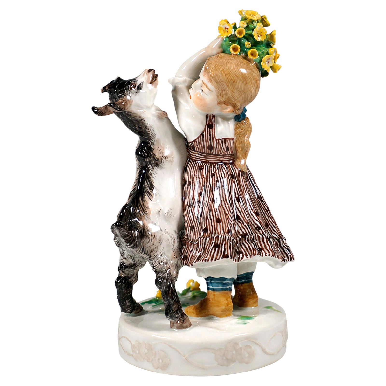 Art Nouveau Group 'Girl With Goat', By Erich Hoesel, Meissen Germany, Ca 1905