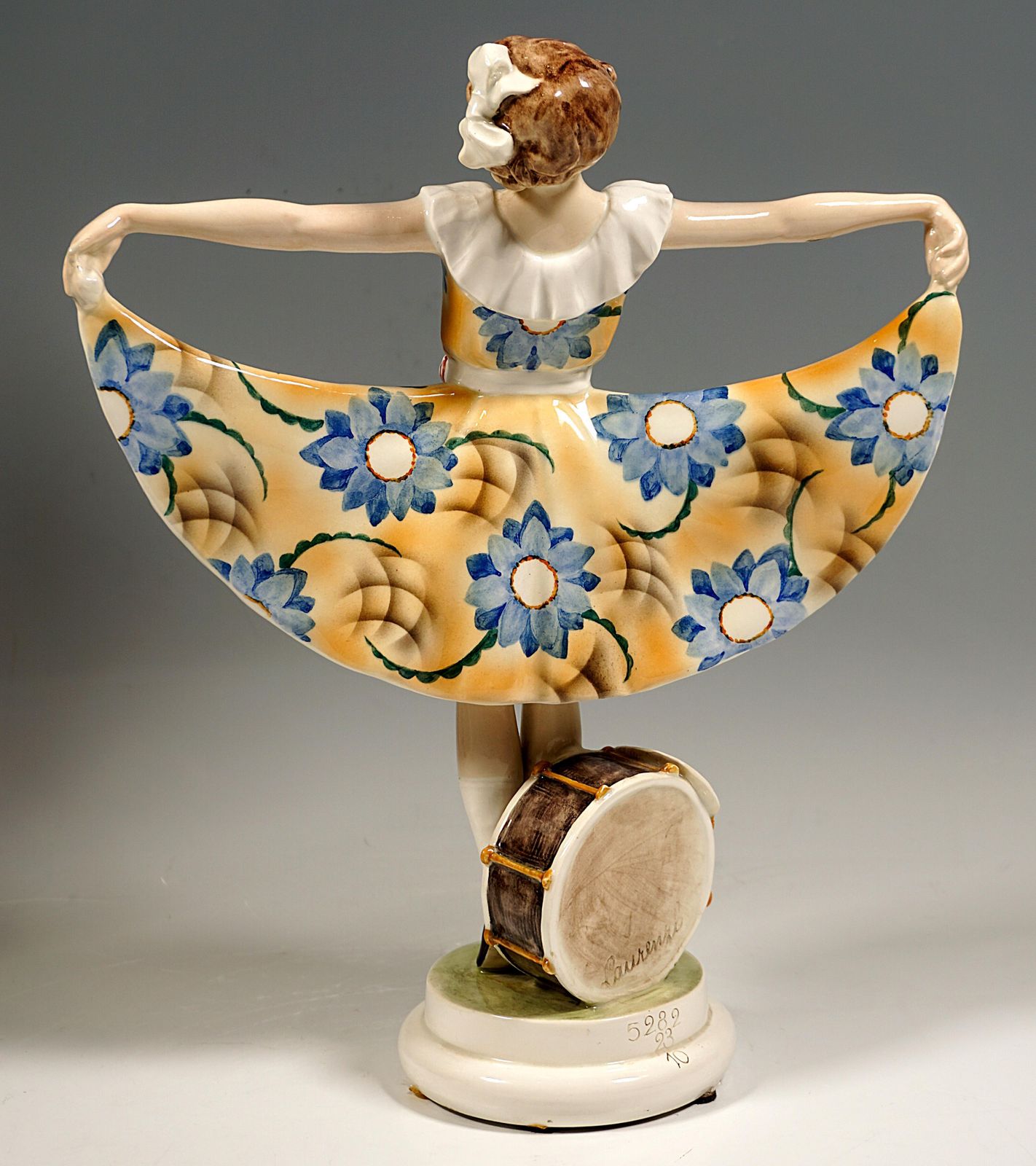Goldscheider Vienna, Young Lady Dancer In Flower Dress, By Josef Lorenzl C. 1925 photo for sale
