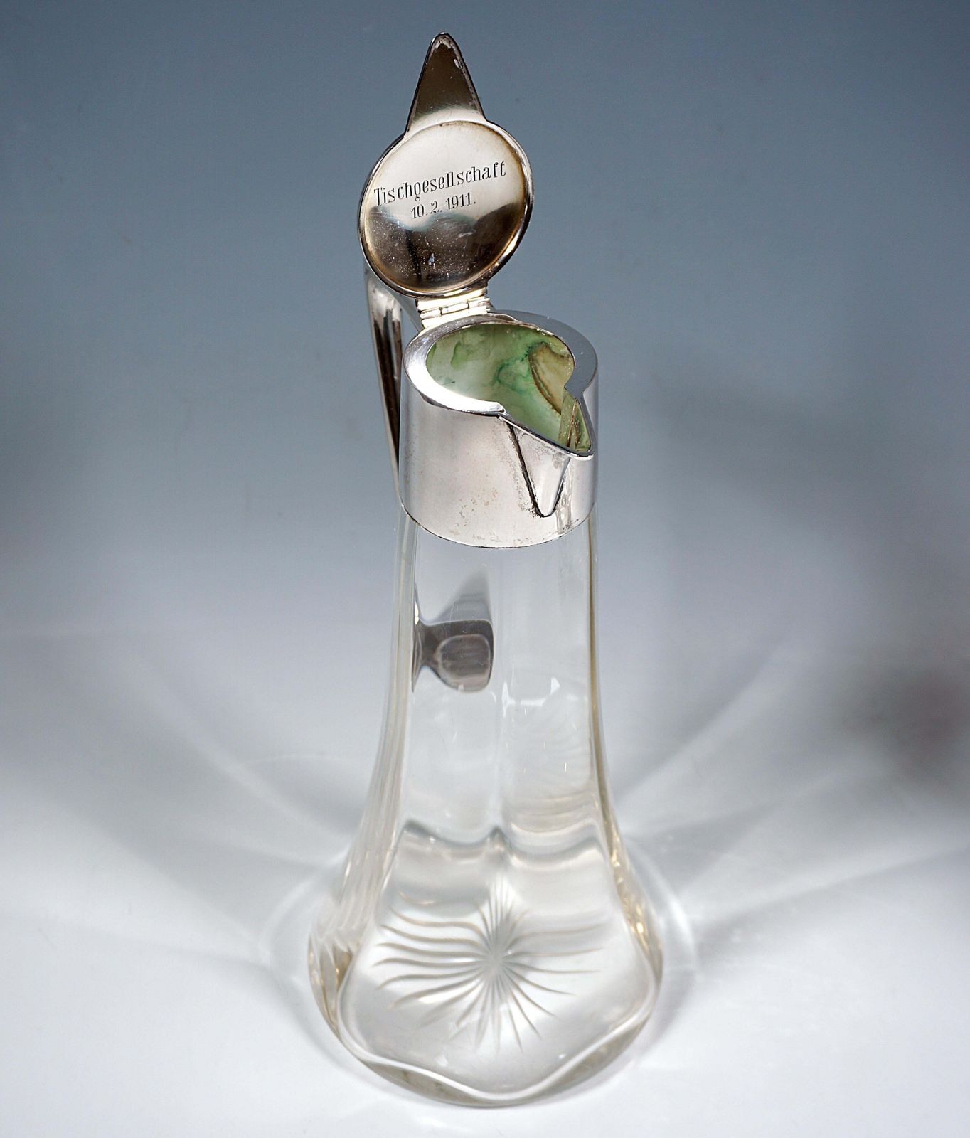 Pair Of Art Nouveau Glass Decanter With Silver Fittings, Wilhelm Binder, Germany photo 2043.0