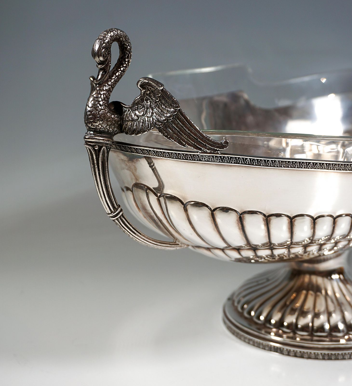 Silver Jardiniere With Swan Busts And Glass Liner, Pietrasanta & C., Italy, 1950 photo Home Decor