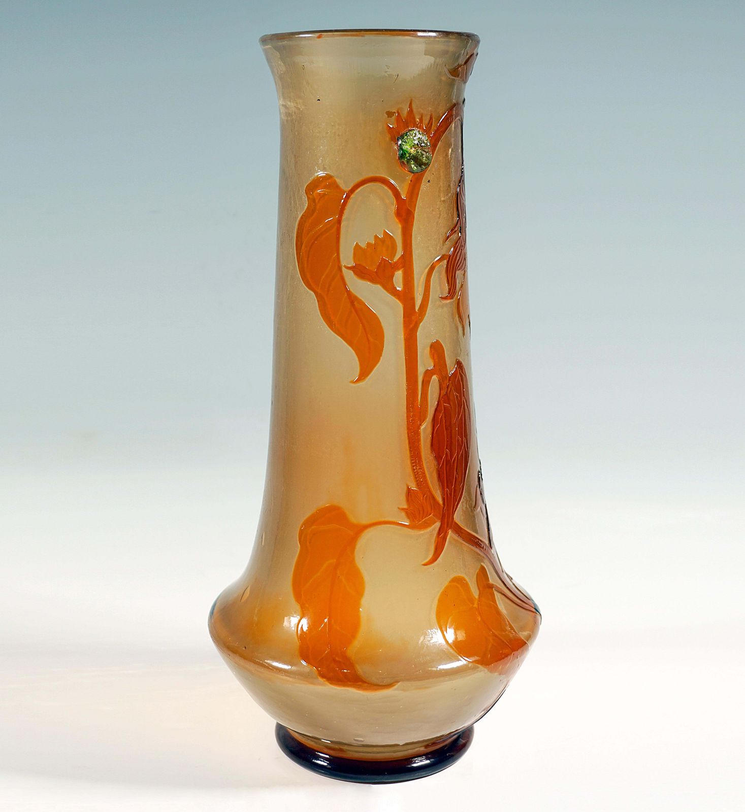 Large émile Gallé Art Nouveau Cameo Vase 'Helianthe', Nancy, France, Circa 1898 photo for sale