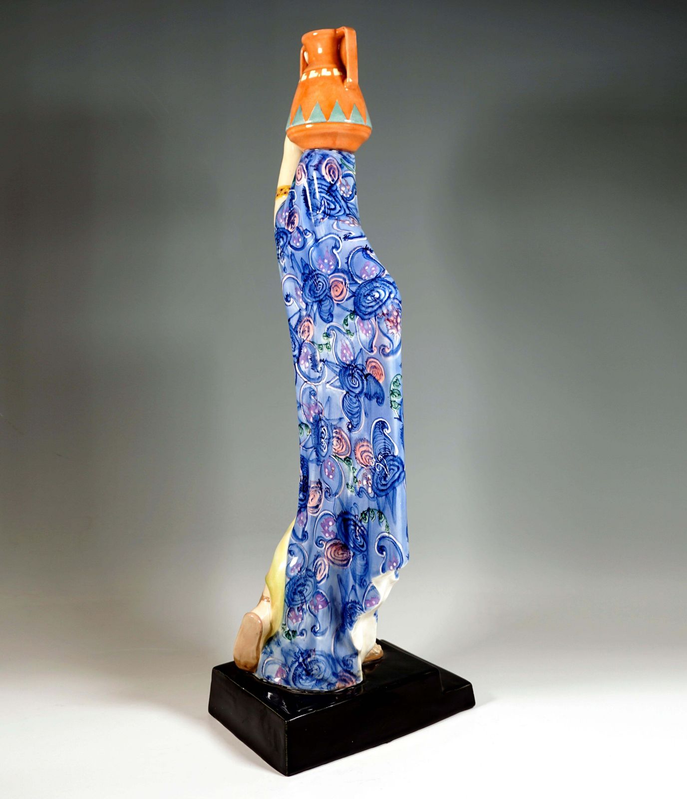 Large Goldscheider Vienna Art Déco Figurine, Water Carrier, Lorenzl, Ca. 1925 photo for sale