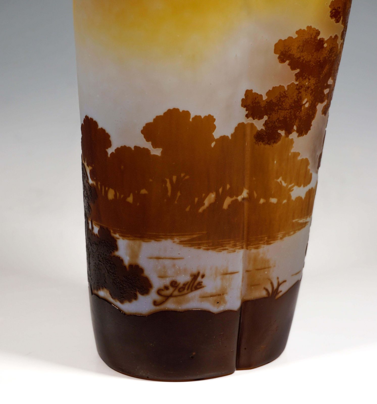 Large émile Gallé Art Nouveau Vase With Pond Landscape Decor, France, 1904/06 photo buy