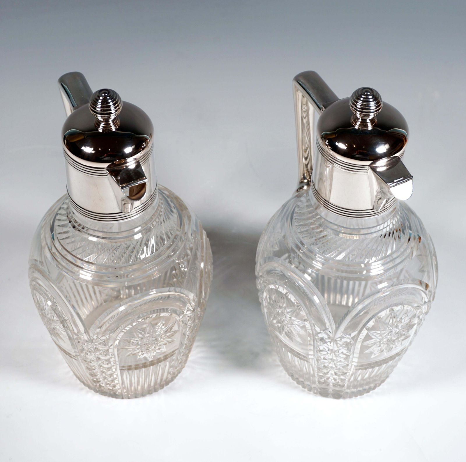 Pair Of Art Nouveau Glass Carafes With Silver Mounts, Koch & Bergfeld, Germany photo 2529.0