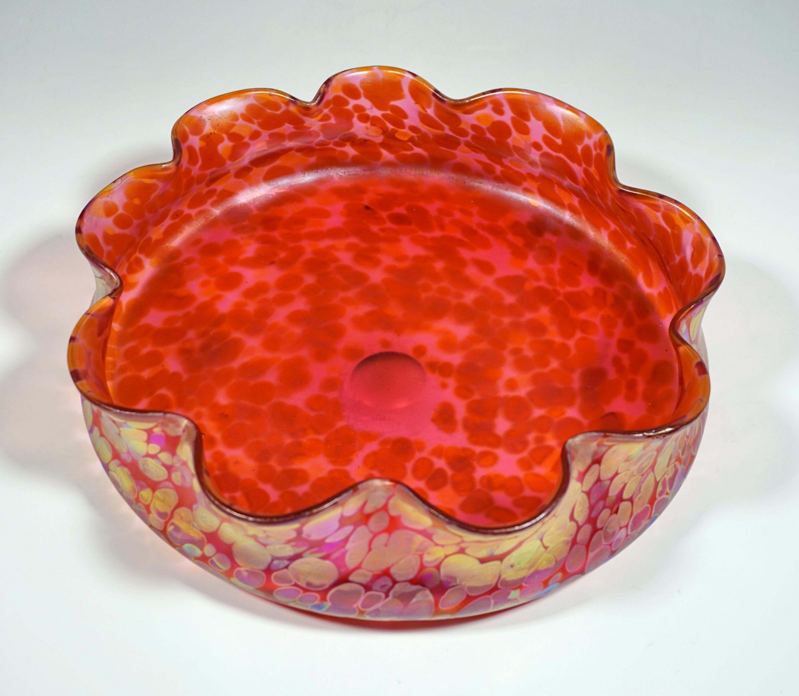 Loetz Art Nouveau Flower Bowl Metallic Red Papillon, Austria Hungary, Ca 1900 photo Home Decor