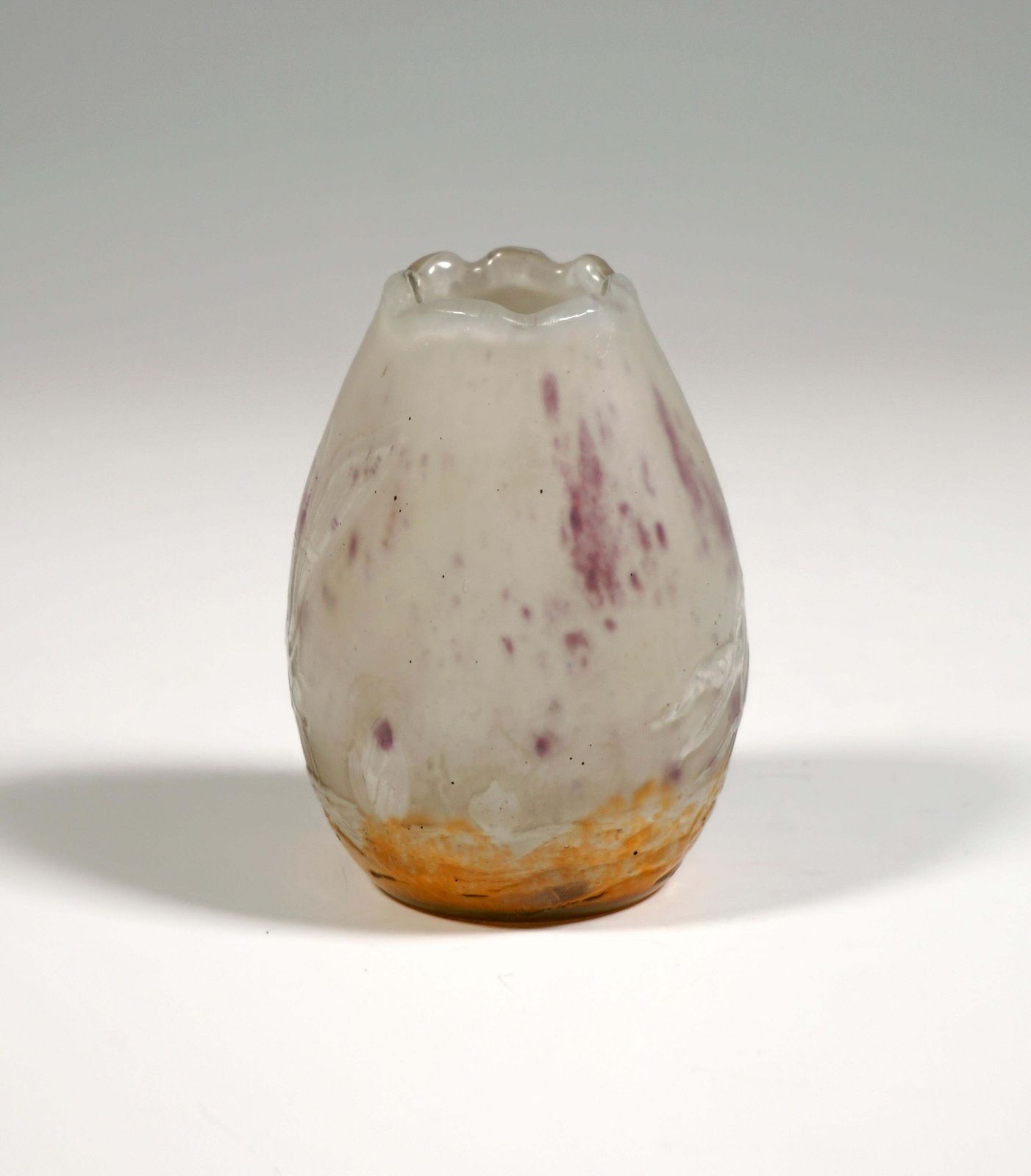 Daum Nancy Art Nouveau Cameo Egg Shaped Vase With Dragonfly Decor, France C 1895 photo for sale