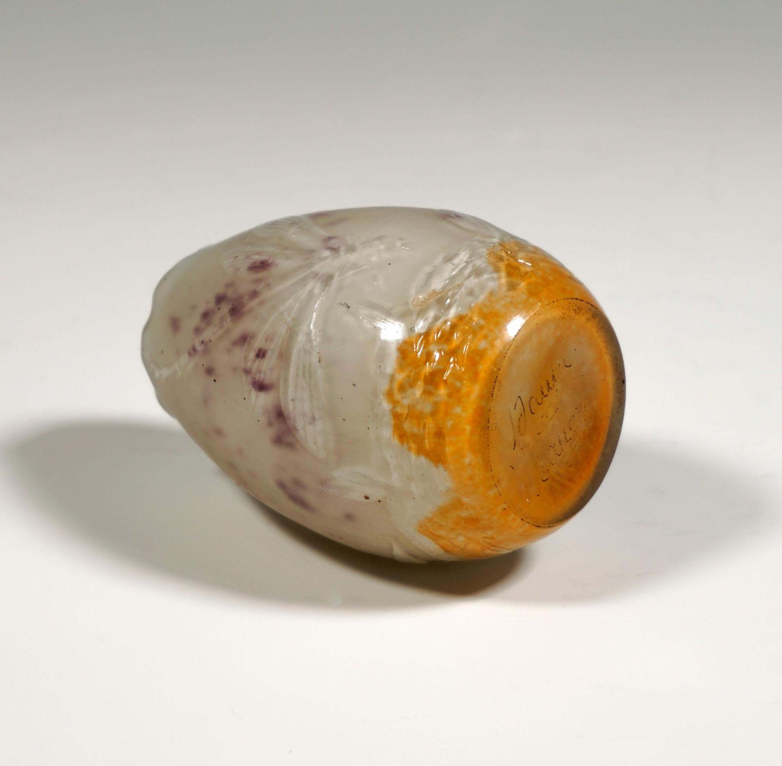 Daum Nancy Art Nouveau Cameo Egg Shaped Vase With Dragonfly Decor, France C 1895 photo 3197.0