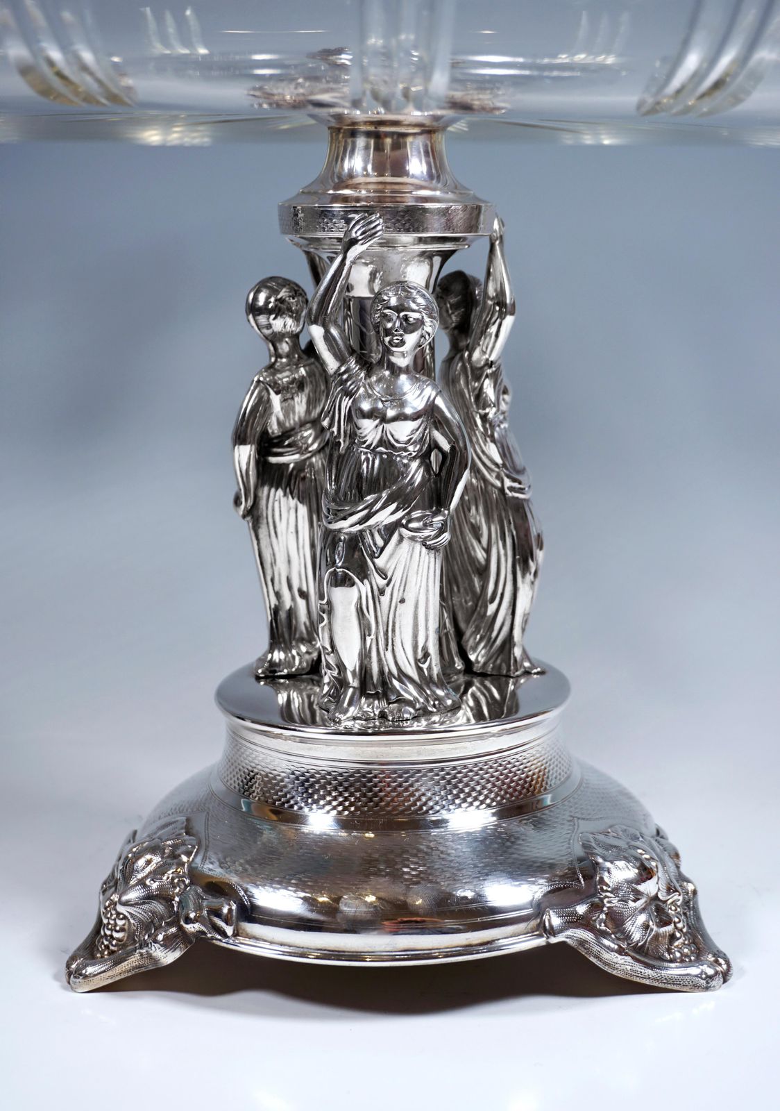 Art Nouveau Silver Centerpiece With Karyatides And Glass Bowl, Vienna, Ca 1900 photo 3020.0