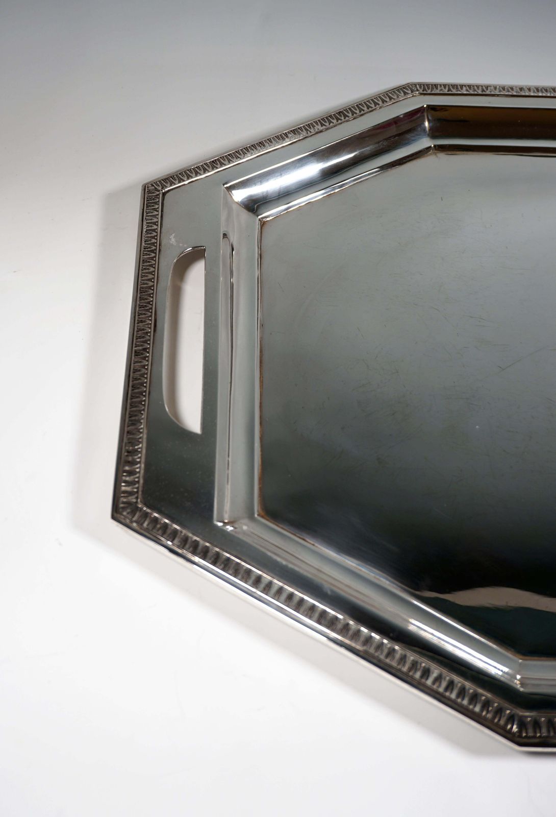 Large Viennese Austria Silver Art Nouveau Tray By Würbel & Czokally, Around 1900 photo for sale