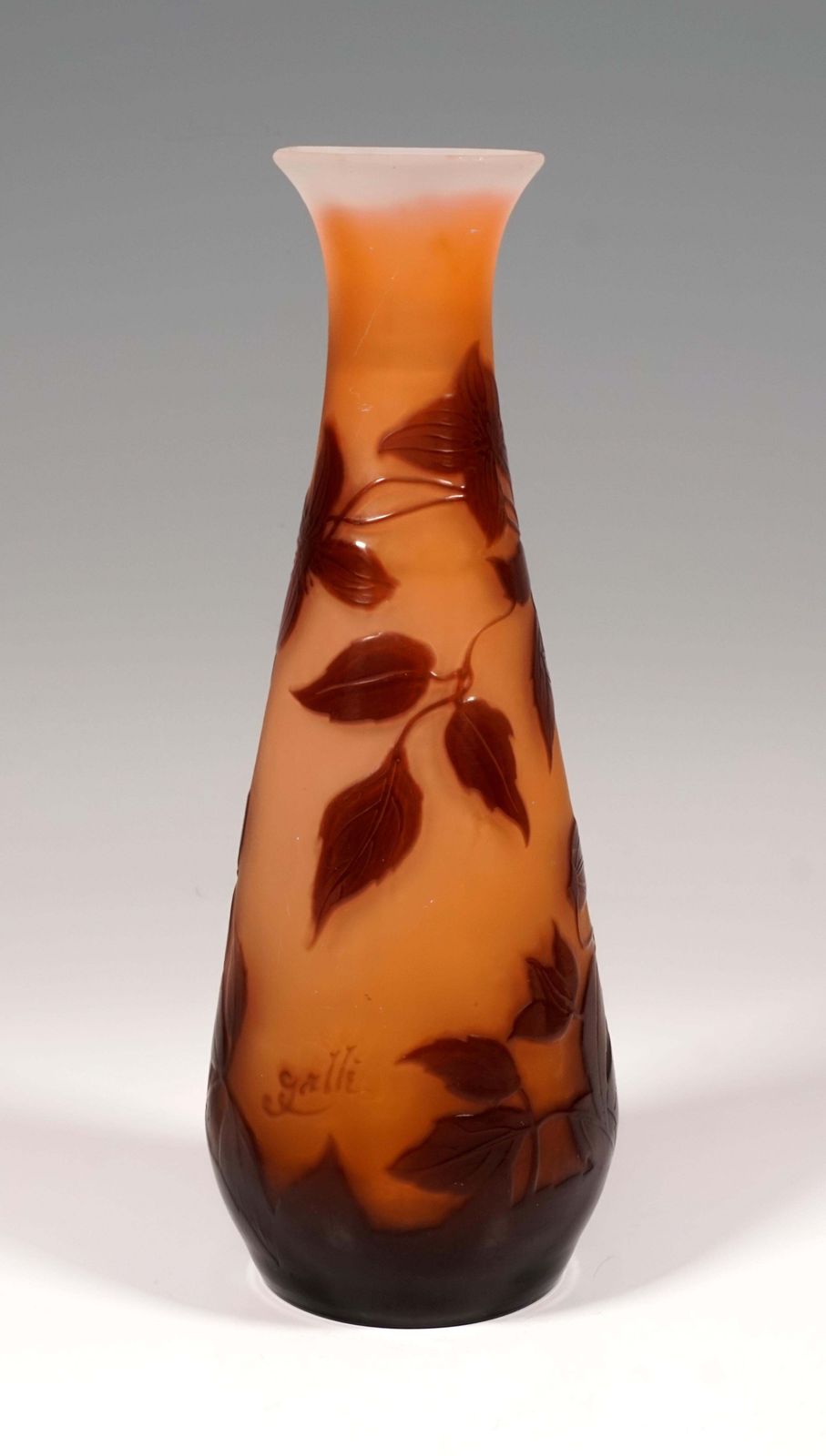 Art Nouveau Flacon Shape Vase With Clematis Decor, émile Gallé, France 1903/04 photo for sale