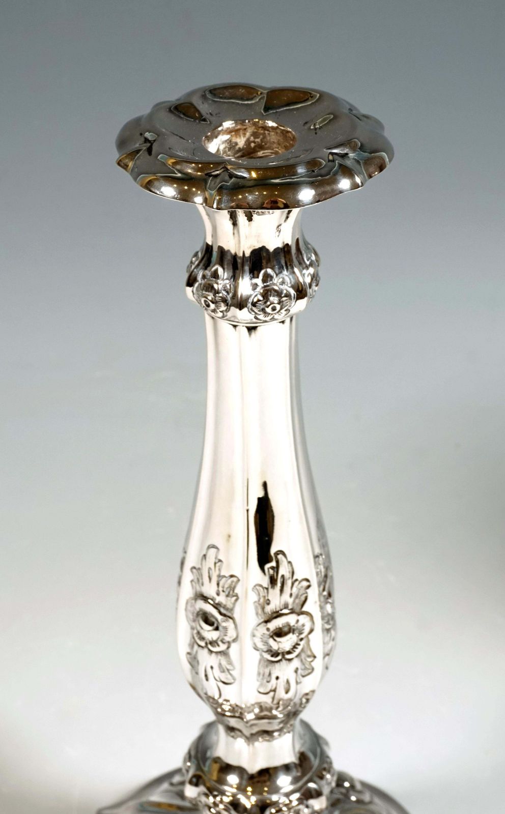 Pair Of Antique Vienna Biedermeier Silver Candle Holders, Dated 1856 photo for sale
