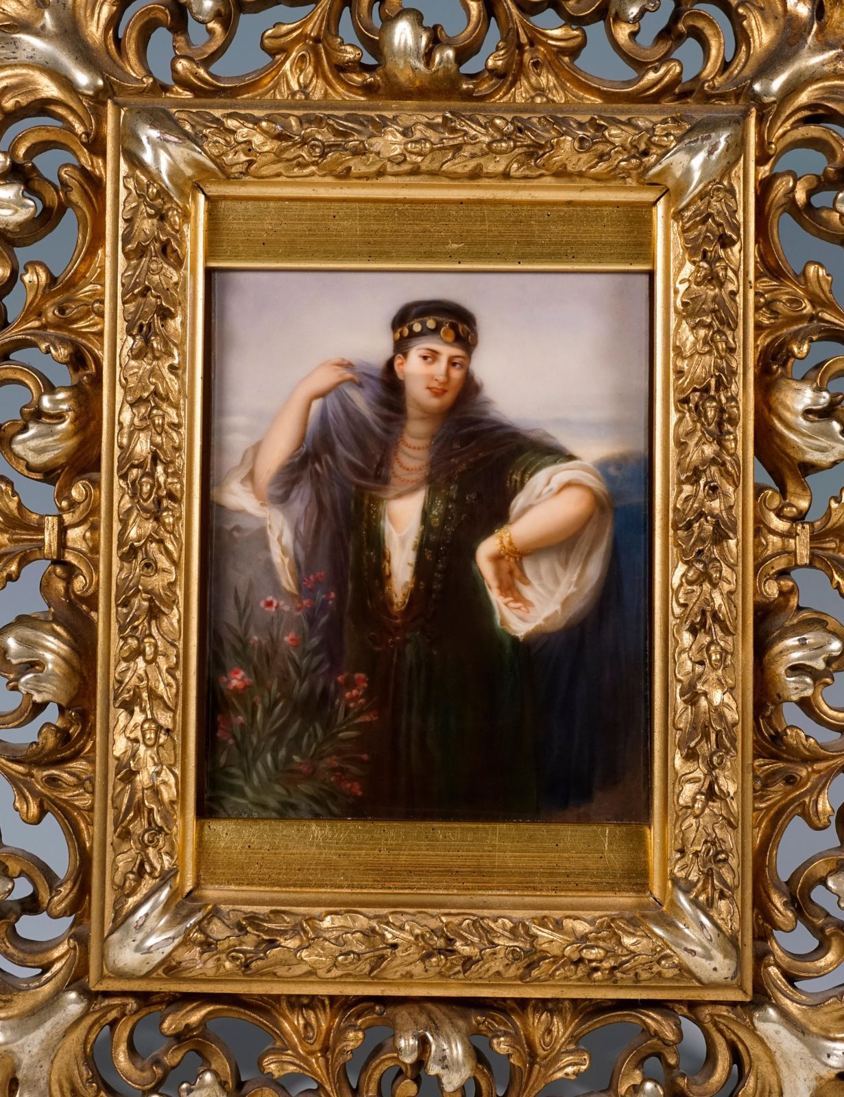 Kpm Berlin Porcelain Picture Plaque Portrait Of A Girl With Veil, Ca 1830 photo for sale