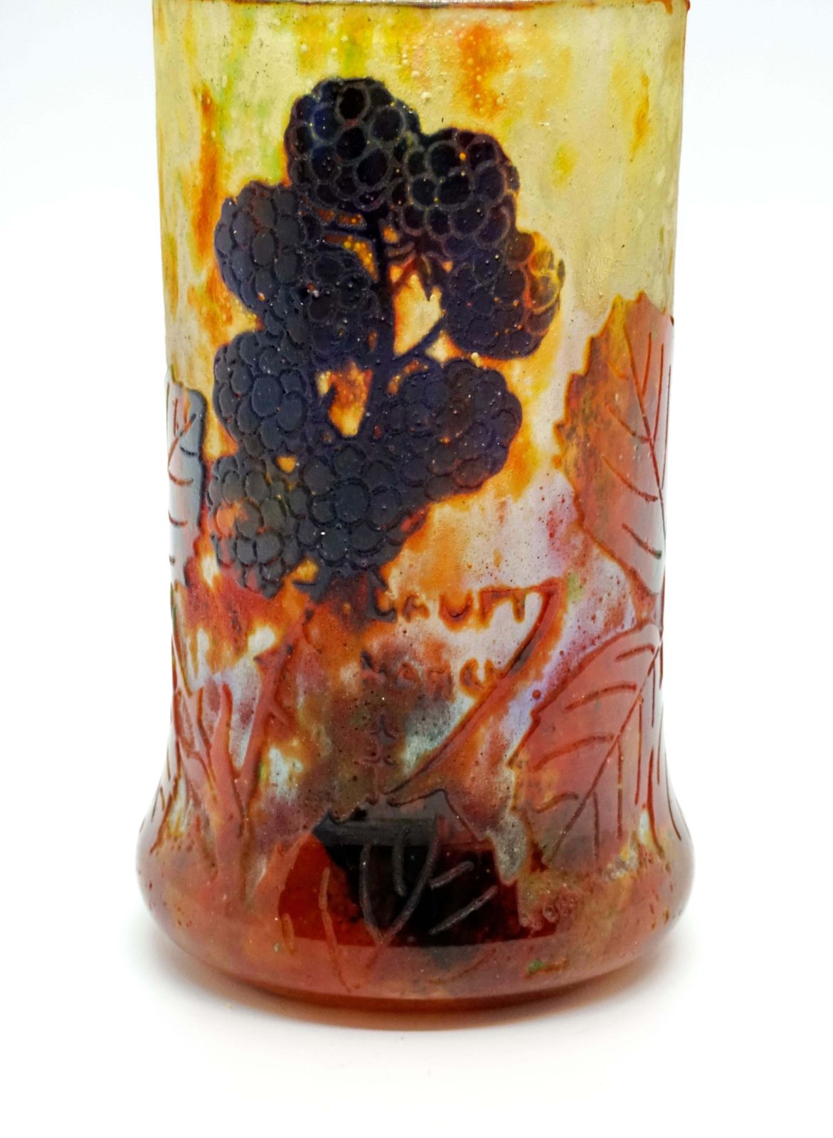 Art Nouveau Cameo Vase With Blackberry Decor, Daum Nancy, France, 1900 1905 photo vinterior