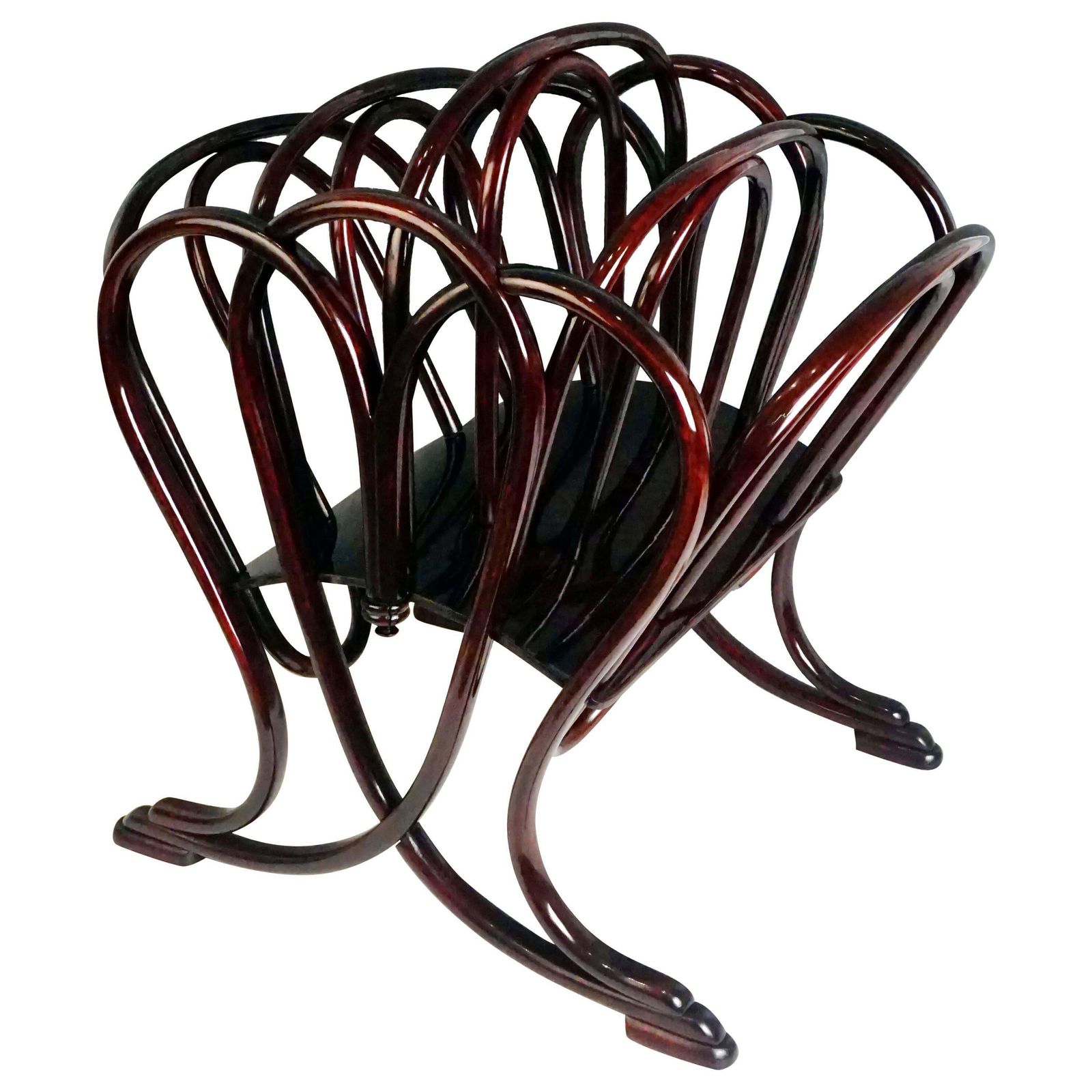 Thonet Magazine Rack Beechwood Mahogany Stained Model 11801, Circa 1904