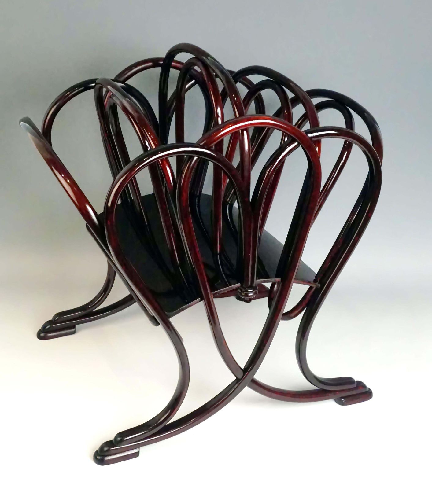 Thonet Magazine Rack Beechwood Mahogany Stained Model 11801, Circa 1904 photo for sale