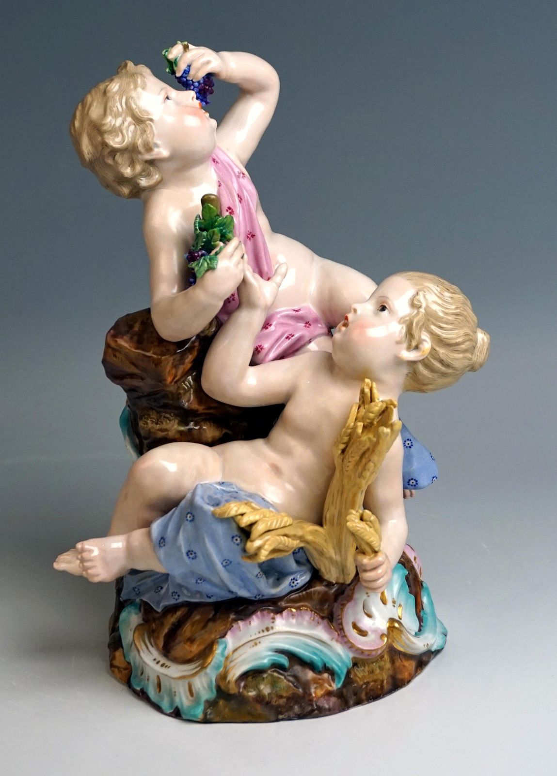Meissen Two Figurine Groups Four Seasons Allegories By Kaendler, Circa 1850 photo vinterior