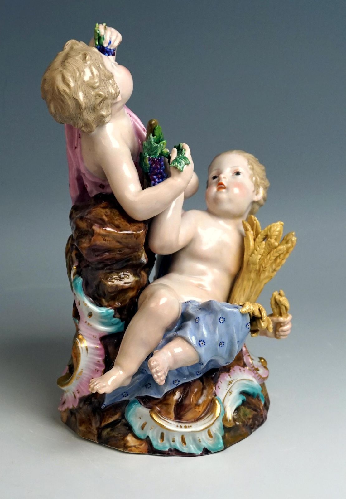 Meissen Two Figurine Groups Four Seasons Allegories By Kaendler, Circa 1850 photo vintage