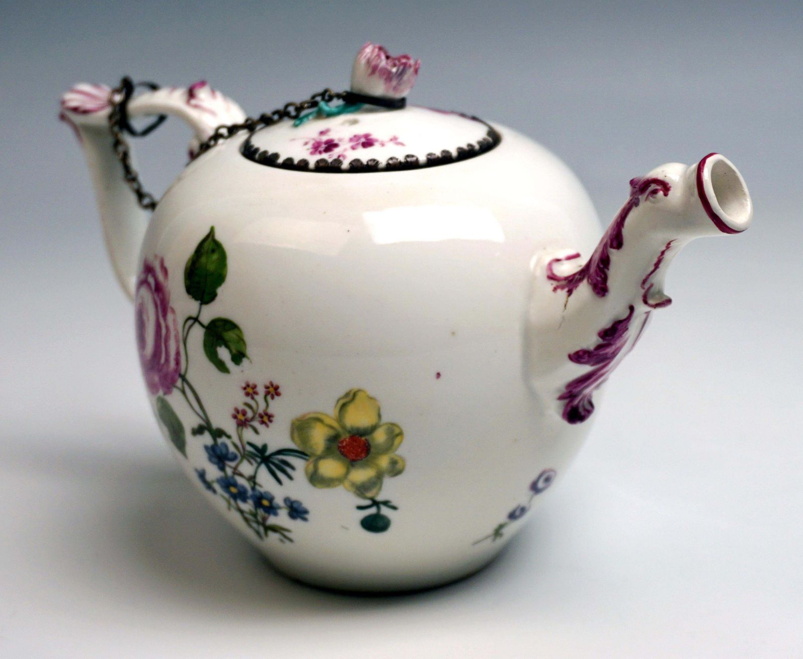 Meissen Tea Pot With Animal Spout And Flower Decoration Rococo Period Circa 1740 photo for sale