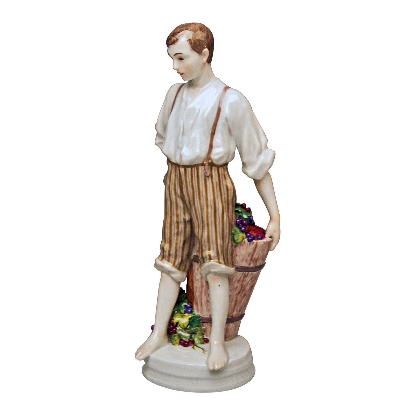 Meissen Boy And Dosser With Winegrapes By Theodore Eichler Model W 129