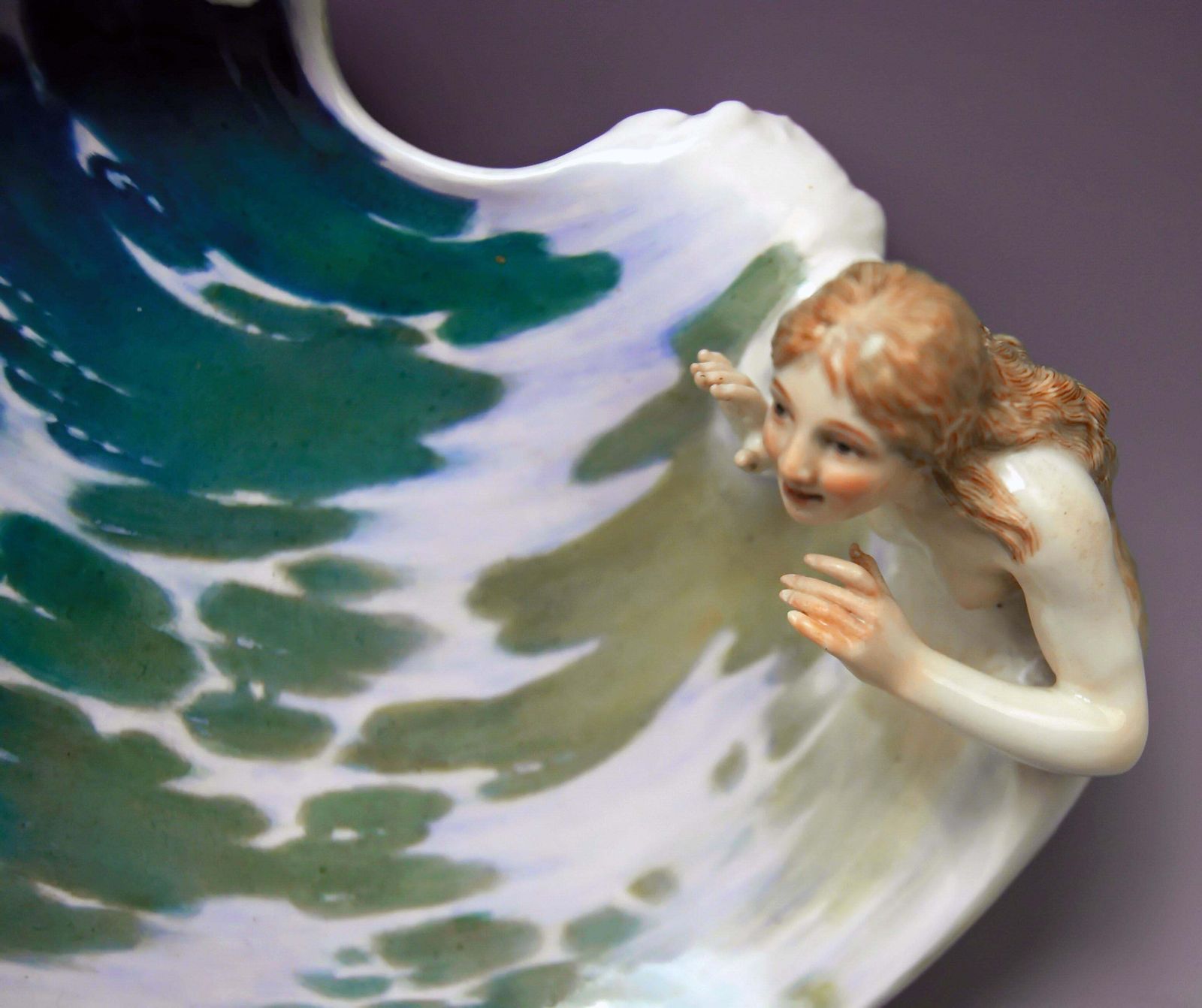 Meissen The Wave Art Nouveau Bowl Figurine Henschtel Konrad Q 169, Circa 1900 photo furniture