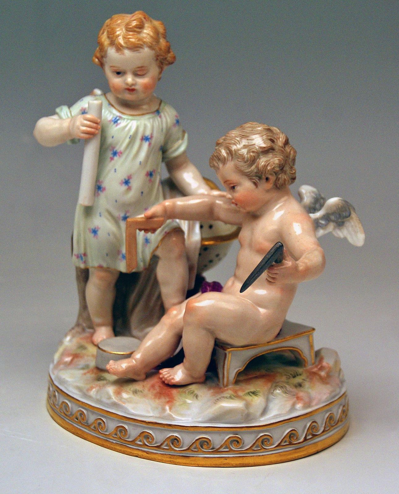 Meissen Figurines Cherubs Allegory Of Geometry Model C47, Acier Made Circa 1870 photo 1954.0