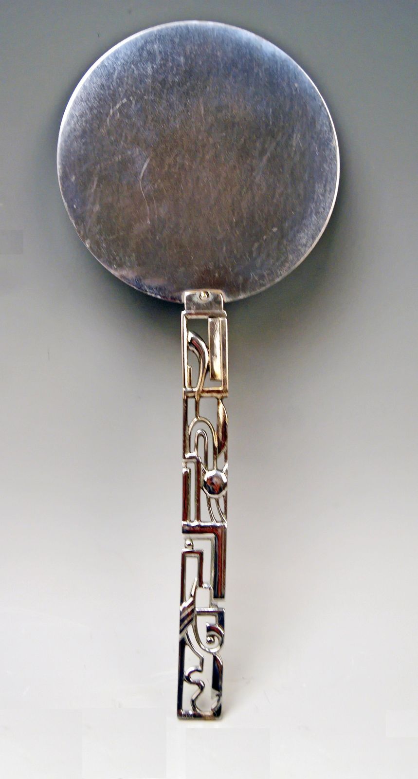 Art Deco Hagenauer Vienna Hand Mirror Brass Nickel Plated, Made Circa 1930 photo furniture