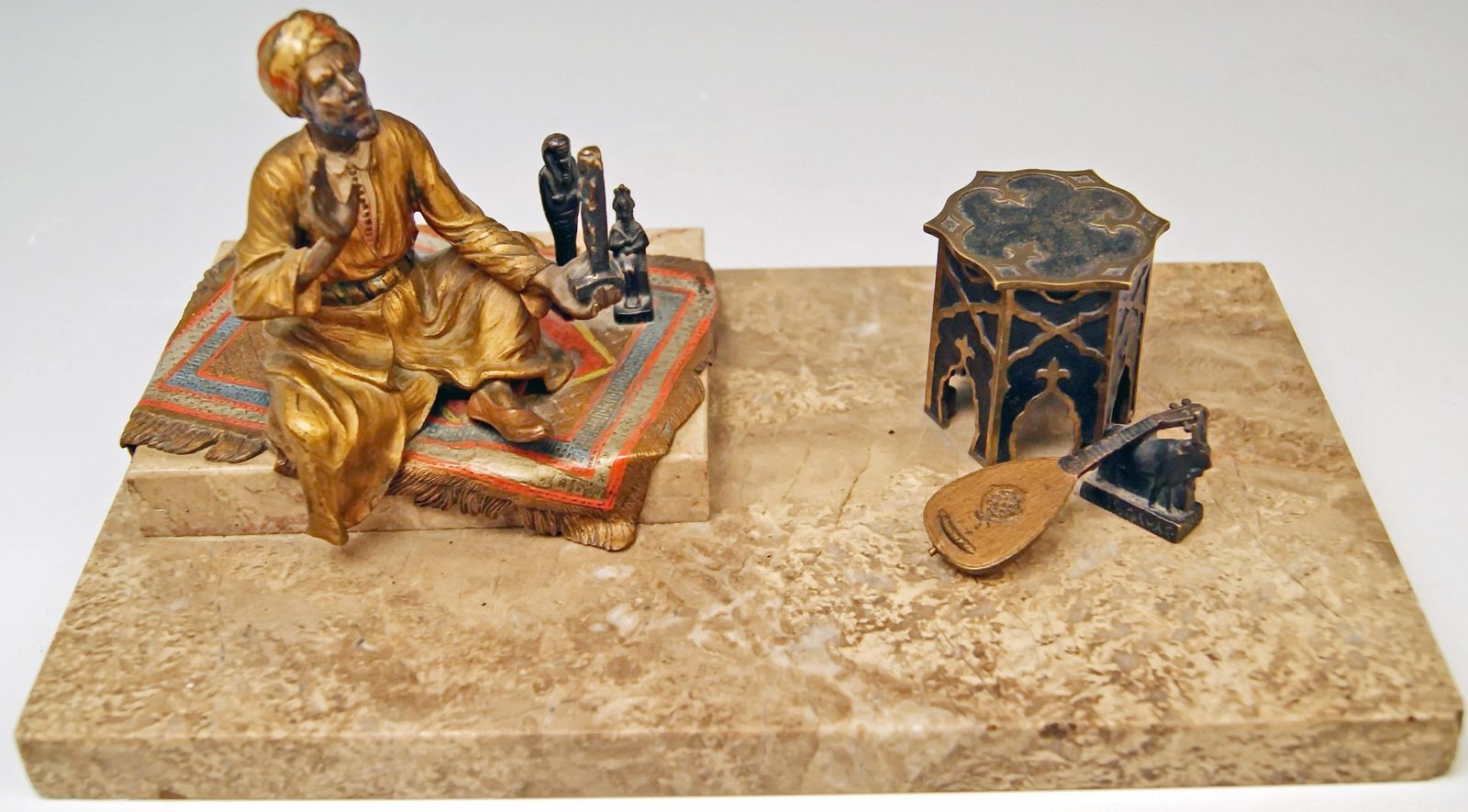 Art Vienna Bergman Bronze Arab Man On Carpet Selling Egypt Antiquities, Circa 1890 photo