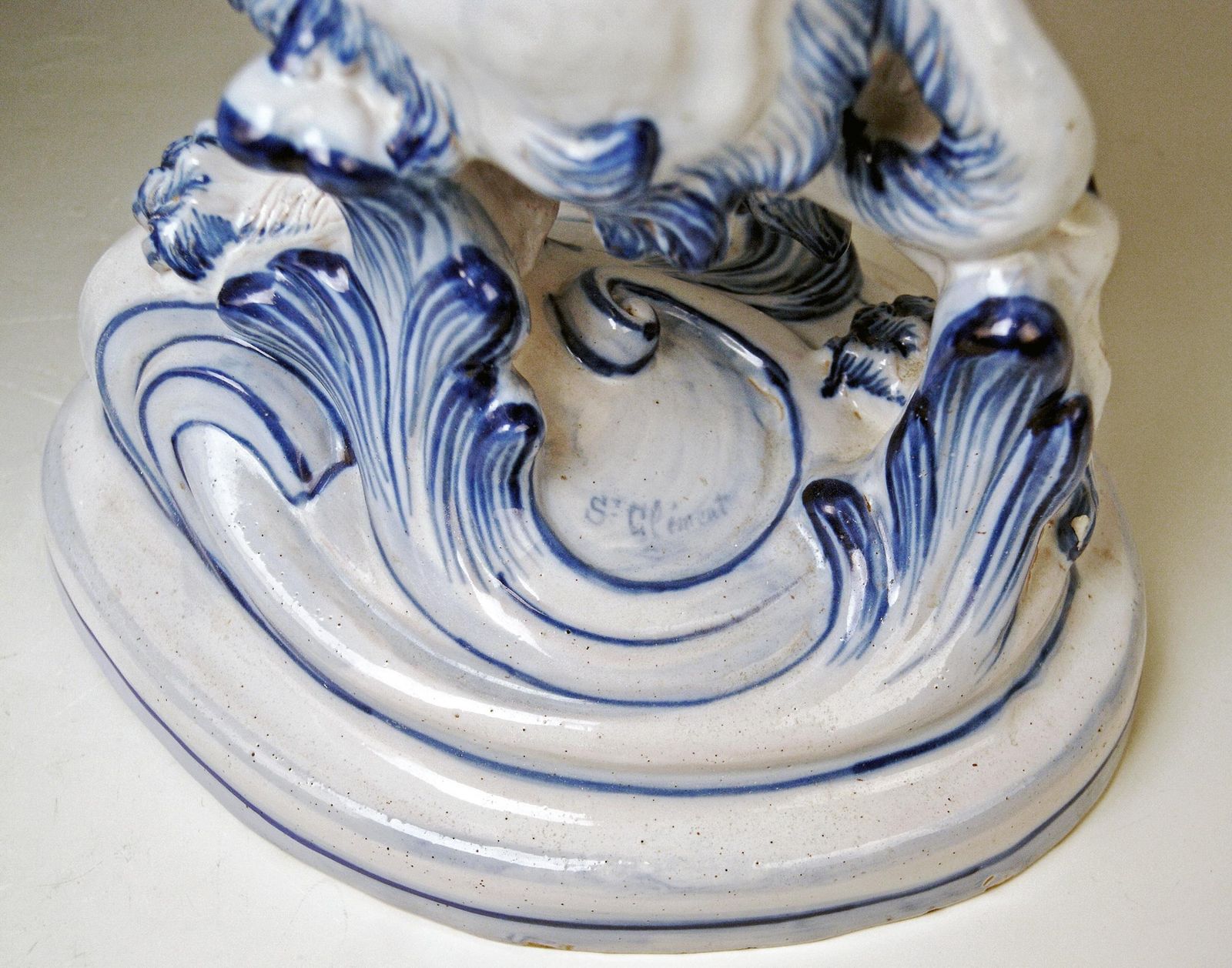 Pair Of Galle Nancy St. Clement Faience Walking & Roaring Lions Gallé Circa 1892 photo Home Decor