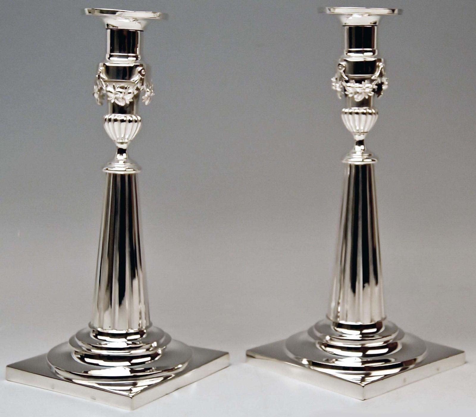 Silver Pair Of Candlesticks Period Of Classizism Augsburg Germany Haller photo furniture