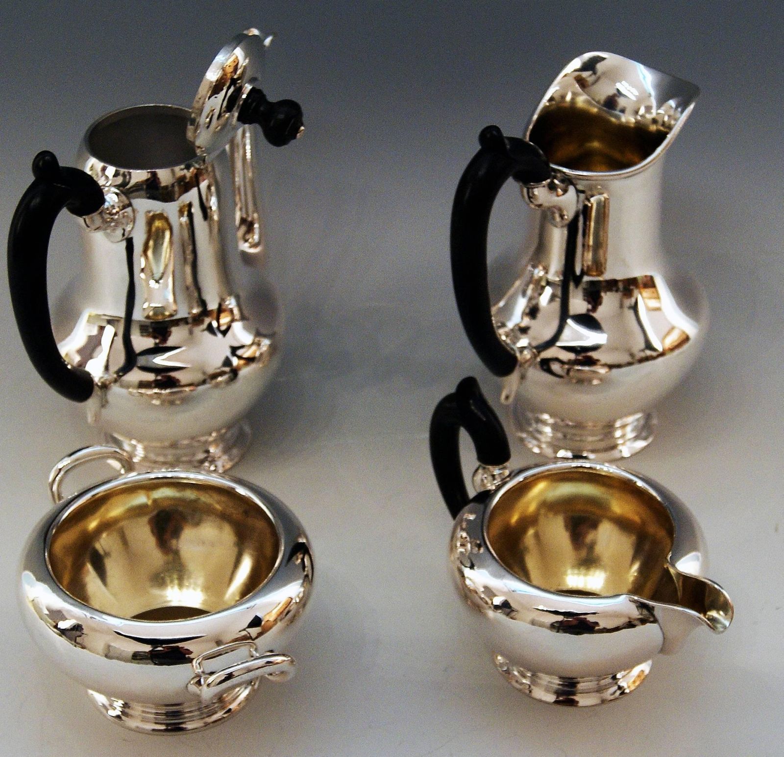 Silver Austria Vienna Coffee Pot Milk Pot Sugar Bowl Creamer Klinkosch 1922 1925 photo vinterior