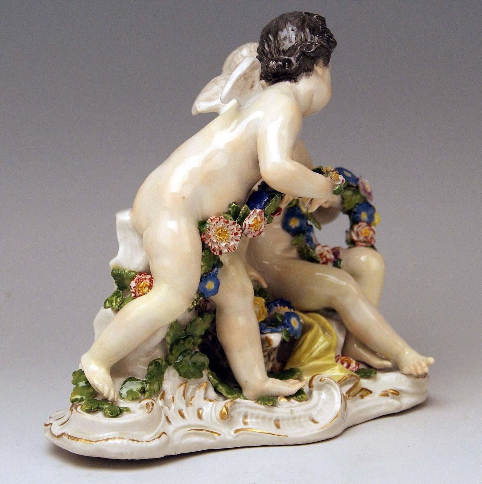 Meissen Rococo Cherubs Cupids Figurines With Flowers Model 2372 Kaendler 1755 60 photo furniture