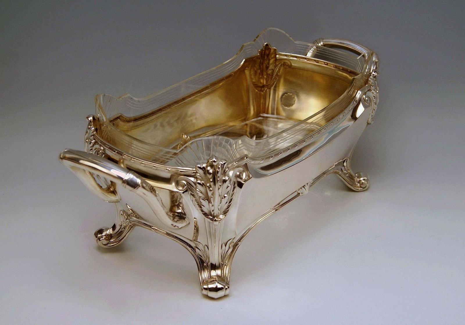 Centrepiece Silver 800 Fruit Bowl Art Nouveau Otto Wolter Germany Made 1900 photo for sale