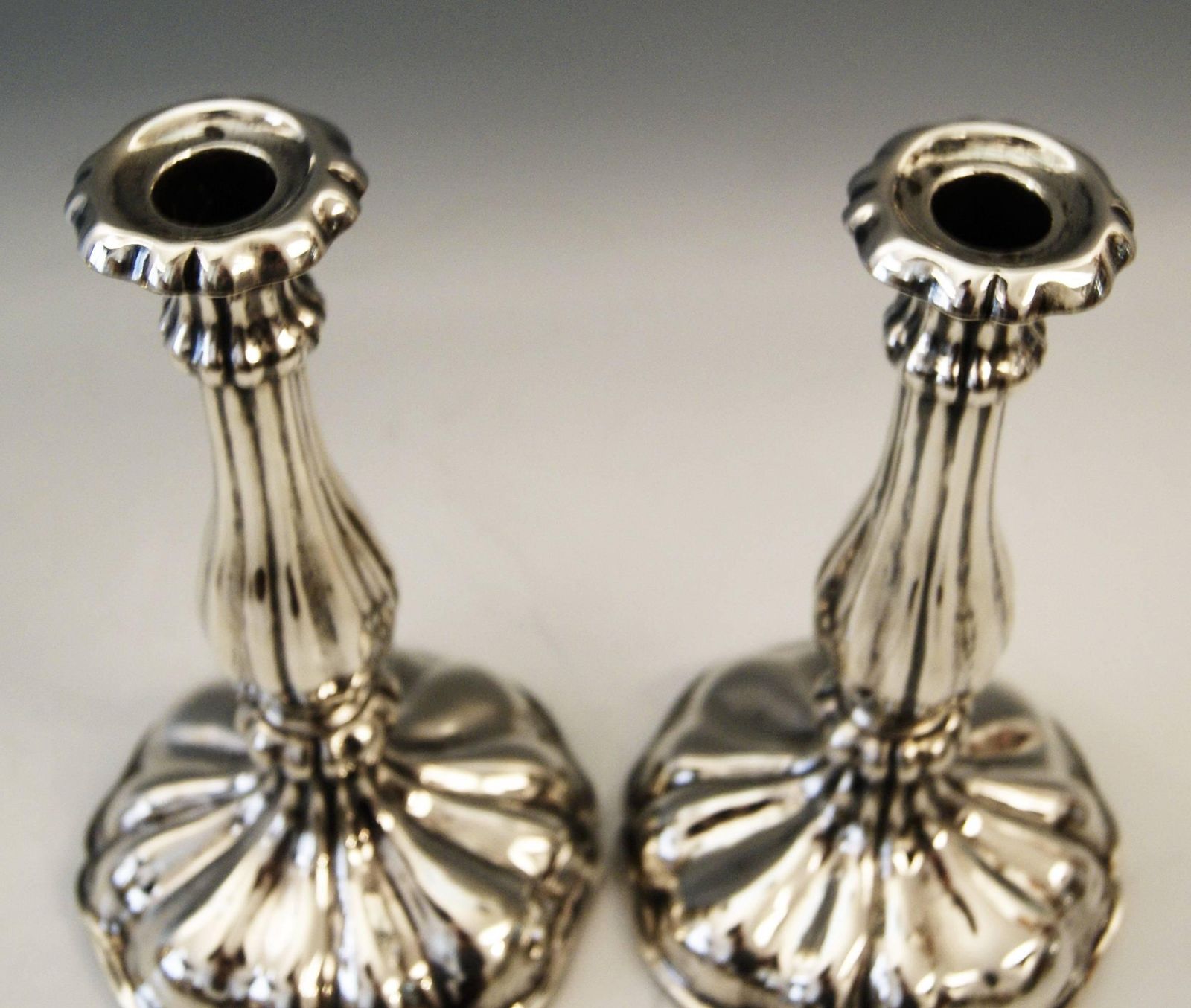 Silver 13 Lot Austrian Pair Of Candlesticks Vienna By Master J.Wiederspoeck 1855 photo for sale