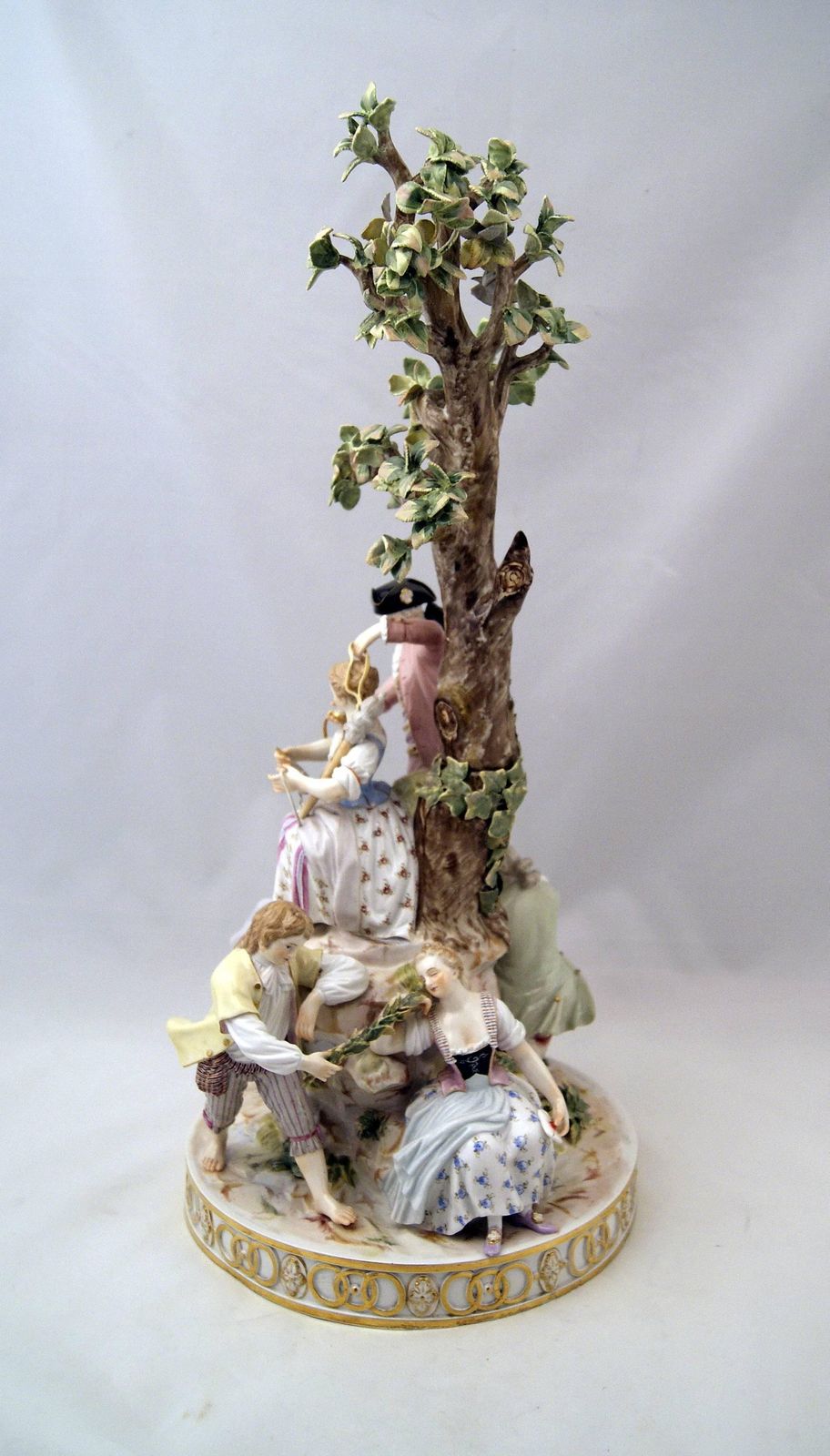 Meissen Gorgeous Figurines Group Six Gardeners, Tall Tree By Acier, Circa 1870 photo for sale