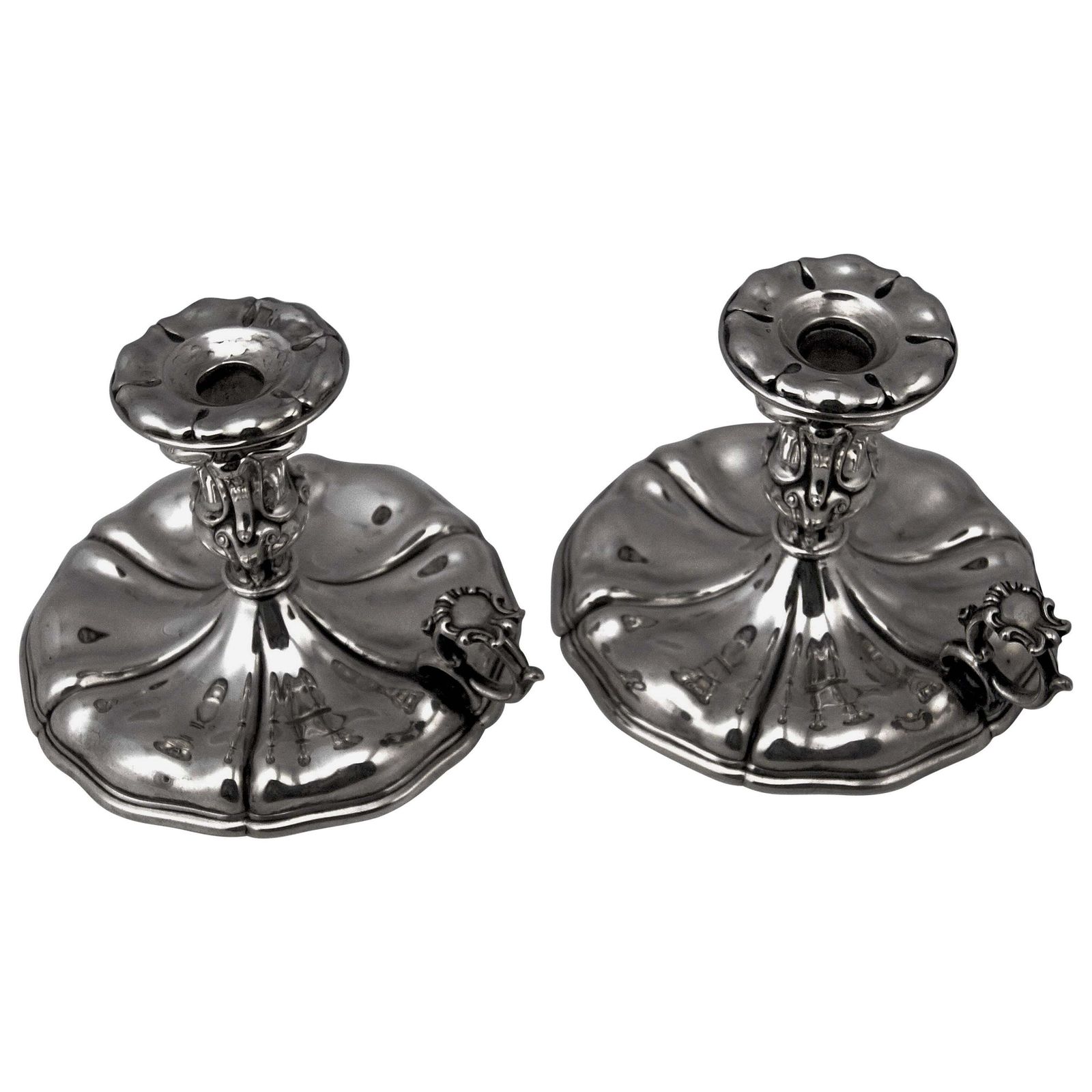 Silver Italian Pair Of Candlesticks, Made Circa 1875 1880