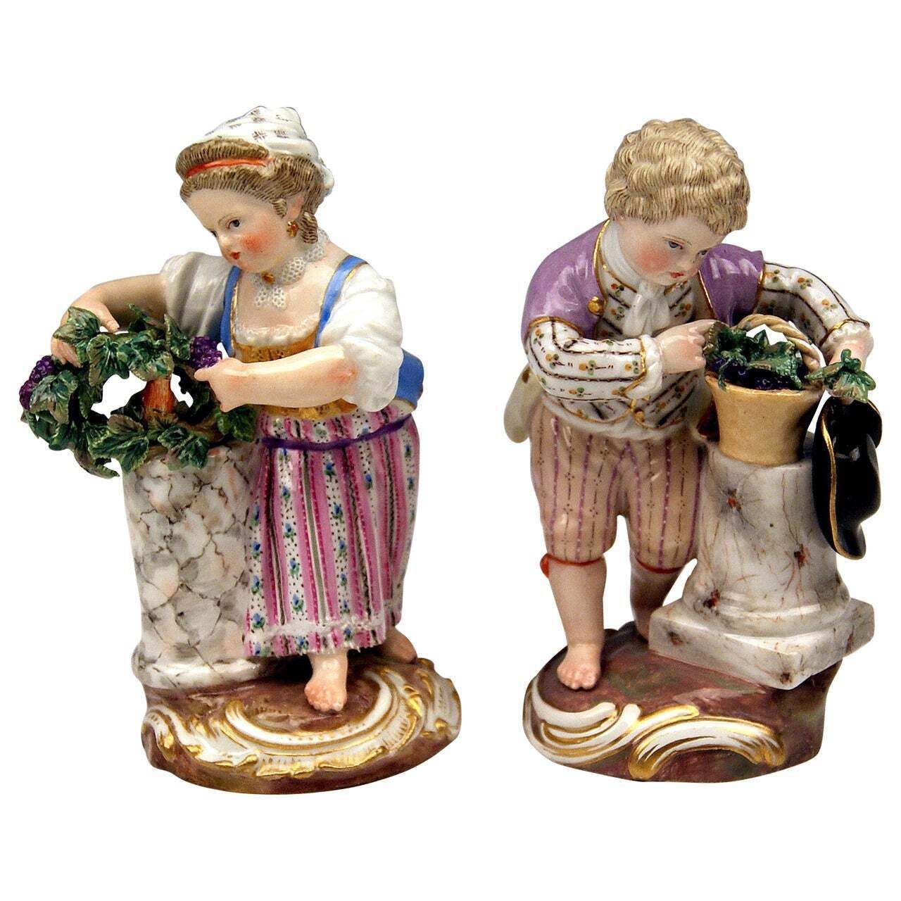 Meissen Two Children Seasons Figurines The Fall Model F 24 Acier C.1870