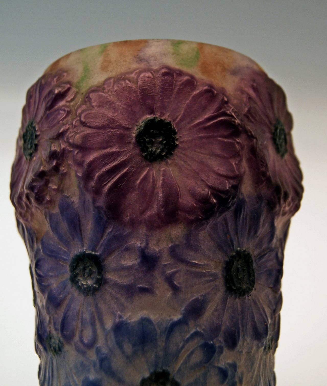 Art Deco Vase With Marigolds By Gabriel Argy Rousseau, France Circa 1920 photo for sale