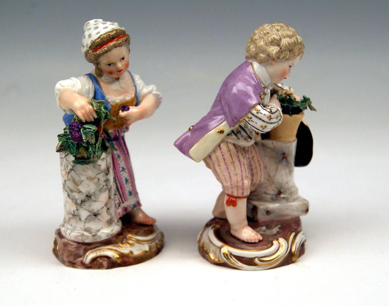 Meissen Two Children Seasons Figurines The Fall Model F 24 Acier C.1870 photo furniture