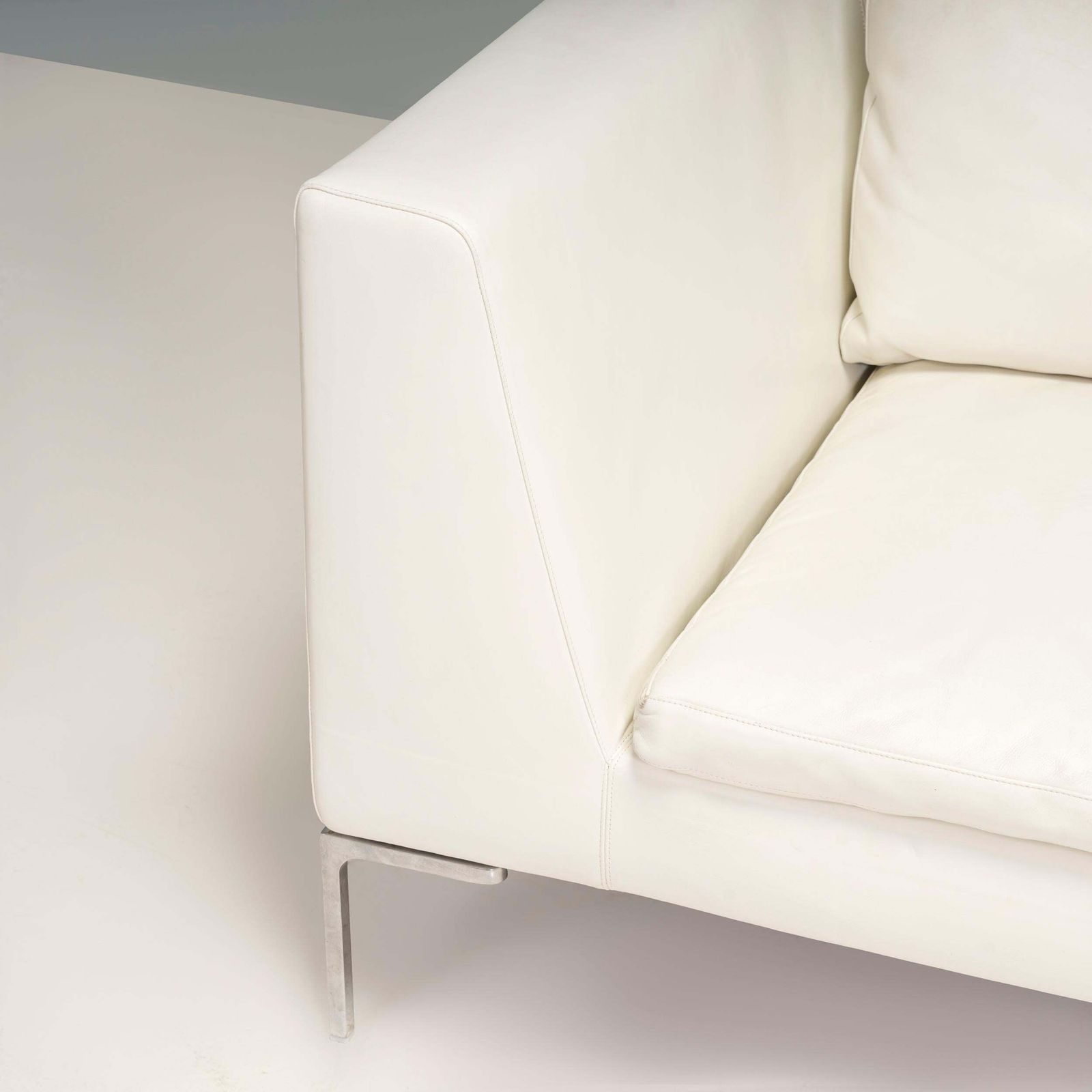 photo for sale B&B Italia By Antonio Citterio Ivory Cream Leather Charles Corner Sofa