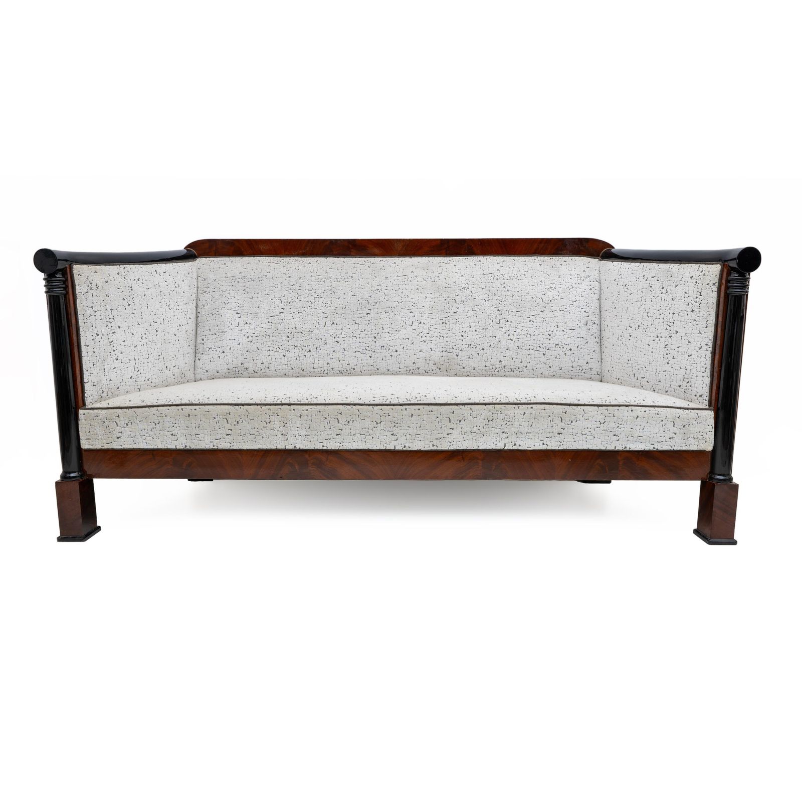 19th Century Biedermeier Mahogany Feather Two Armchairs And Sofa Vienna 1840 photo for sale