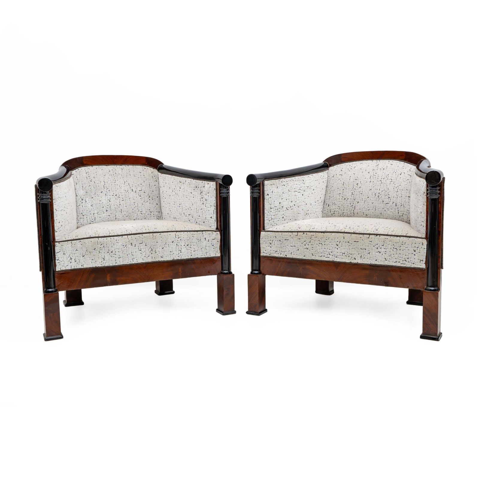 10657.0 19th Century Biedermeier Mahogany Feather Two Armchairs And Sofa Vienna 1840 photo