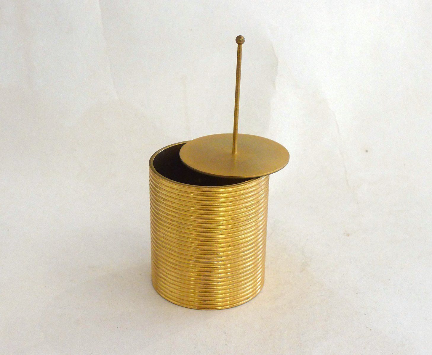 Tobacco Jar Box In Gilded Brass By Brilux For Dunhill, Switzerland, 1950s