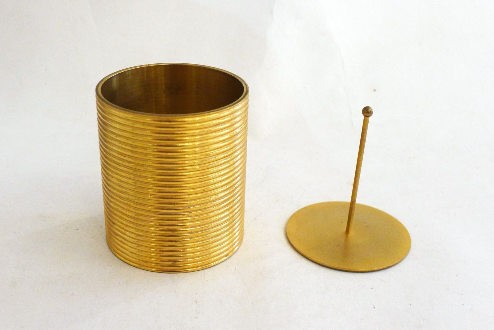 Tobacco Jar Box In Gilded Brass By Brilux For Dunhill, Switzerland, 1950s photo vinterior