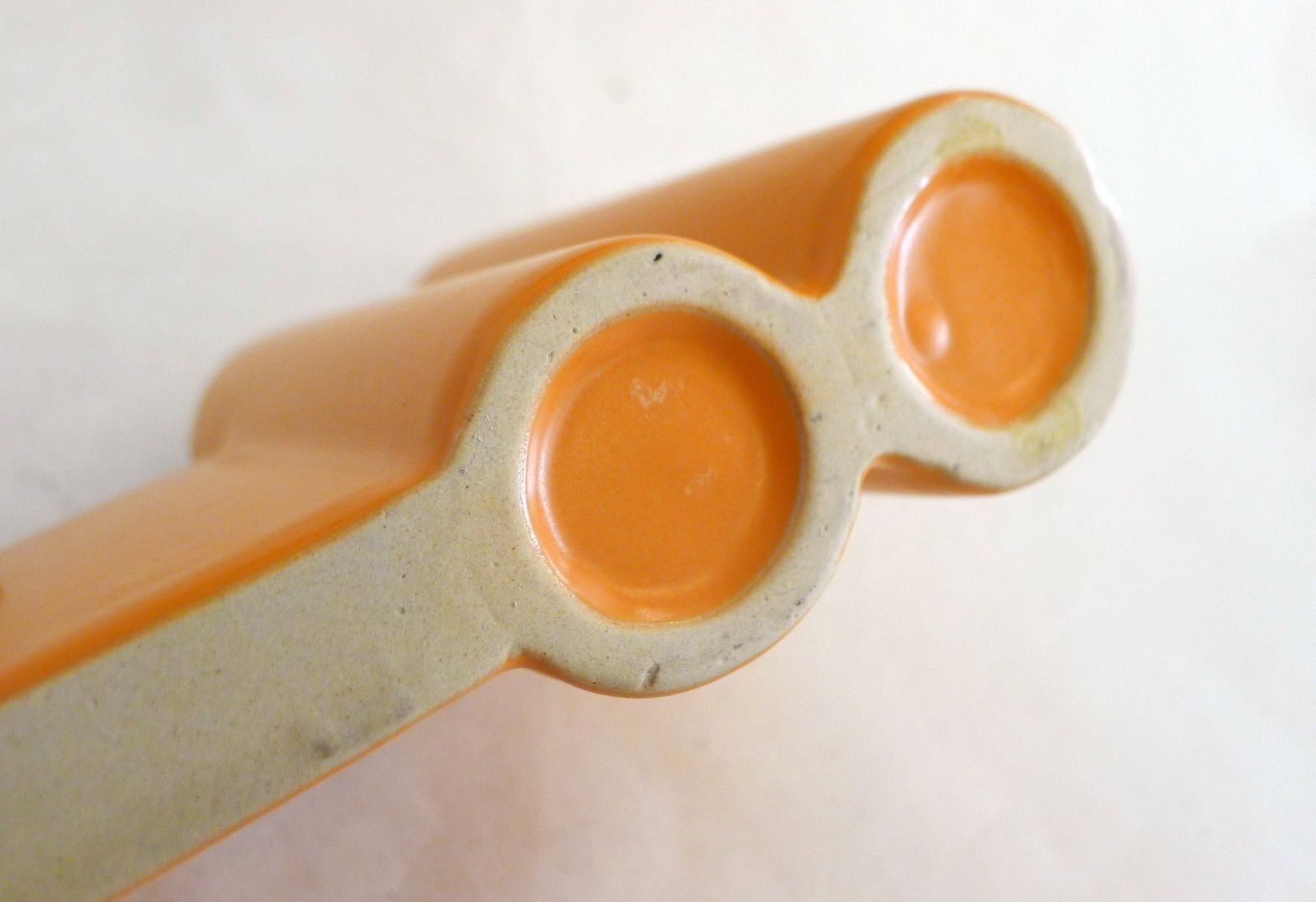 photo furniture Postmodern Sculptural Triple Elongated Vase In Matt Orange Earthenware, 1980s