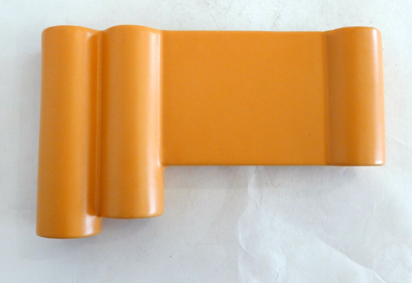 photo for sale Postmodern Sculptural Triple Elongated Vase In Matt Orange Earthenware, 1980s