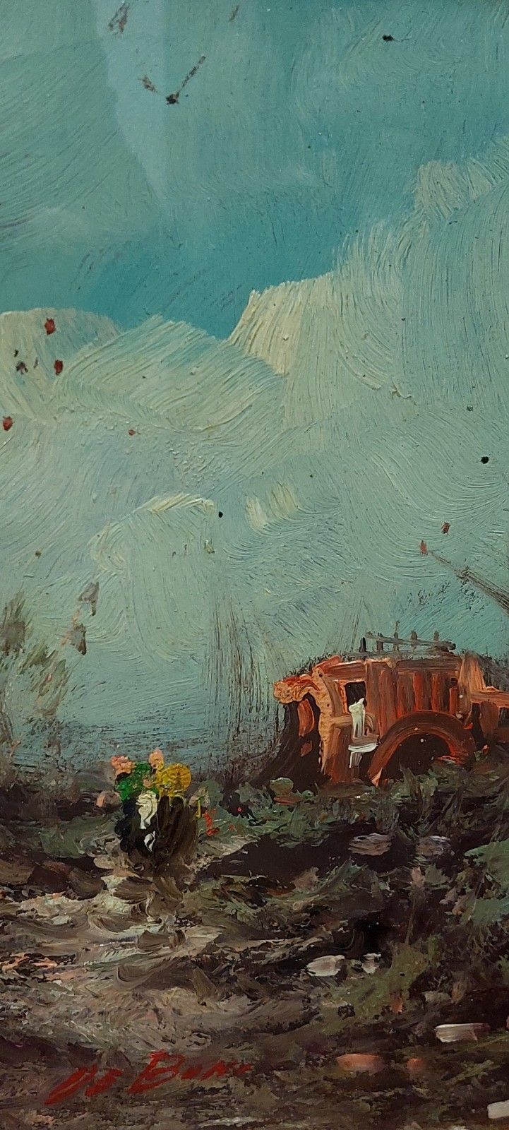 Oil Painting On Faesite Landscape Signed "De Boni" 60s Frame photo 124.0