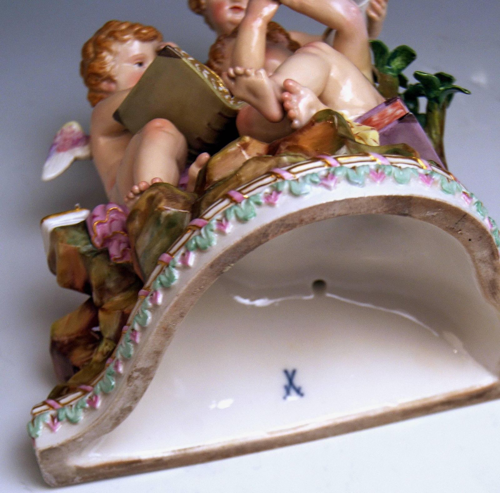 Meissen Figurines Cherubs Allegory Of Arithmetic Model 12 By Acier, Circa 1860 photo vintage