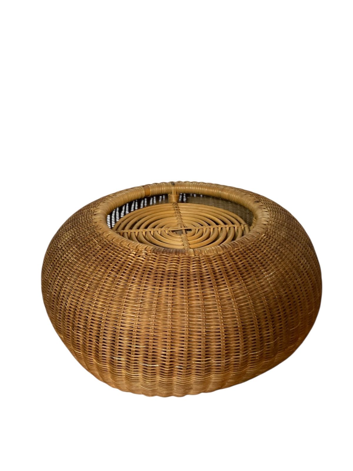 Mid Century Rustic Wicker Or Rattan Plant Stand photo vinterior
