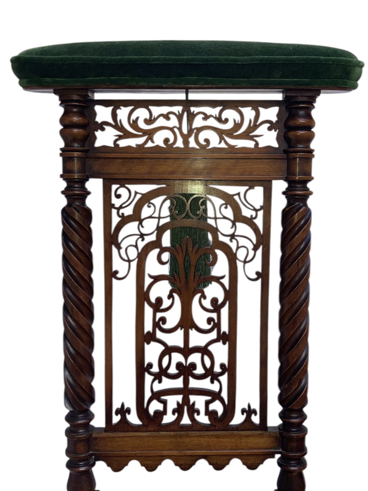 Victorian Walnut Prie Dieu Chair, Circa 1870, With Green Velvet Upholstery And Silk Green Tassels Fully Restored photo buy