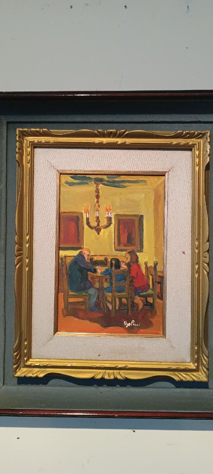 Oil Figure Painting On Cardboard Canvas Ugo Crazy photo for sale
